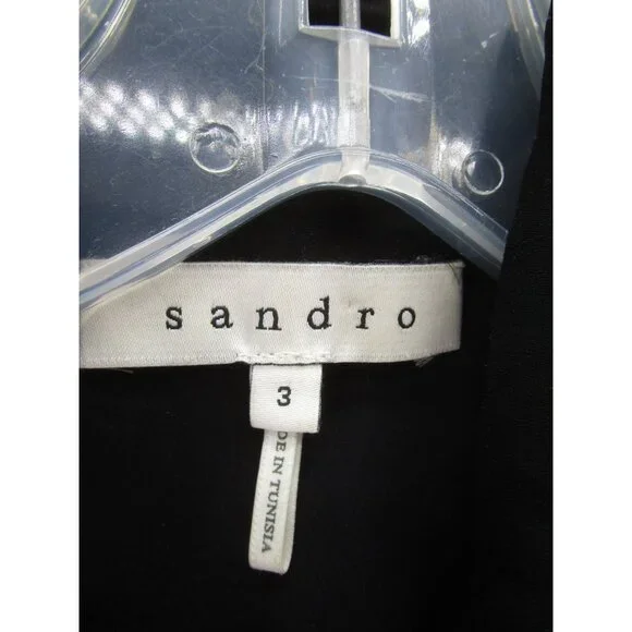 Sandro Top 3 Paris Blouse Studded Button Up Collared Career Large - Picture 8 of 11